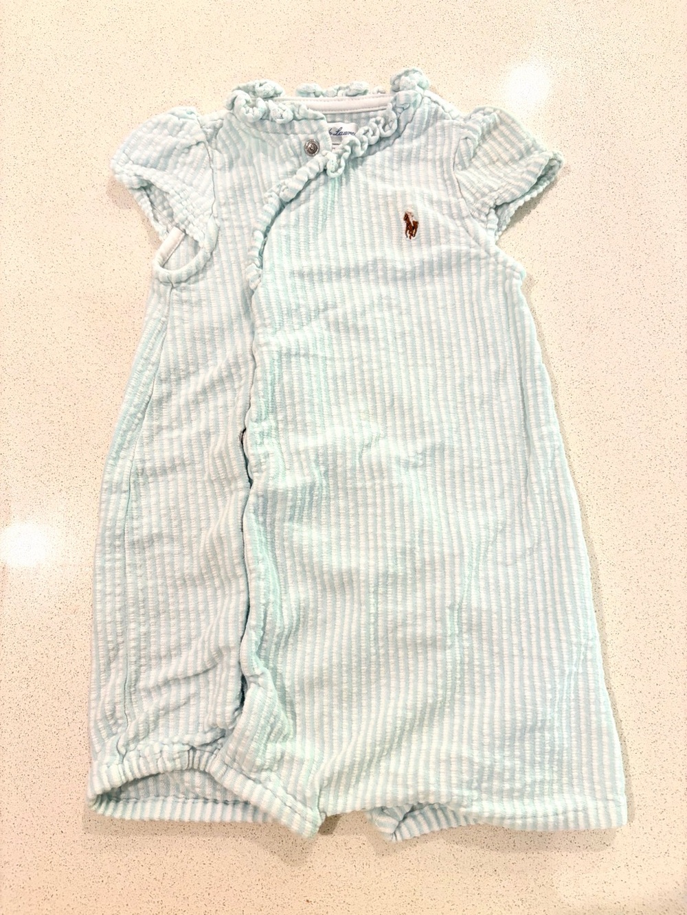 Ralph Lauren Mint and White Striped Infant Sleep Sack